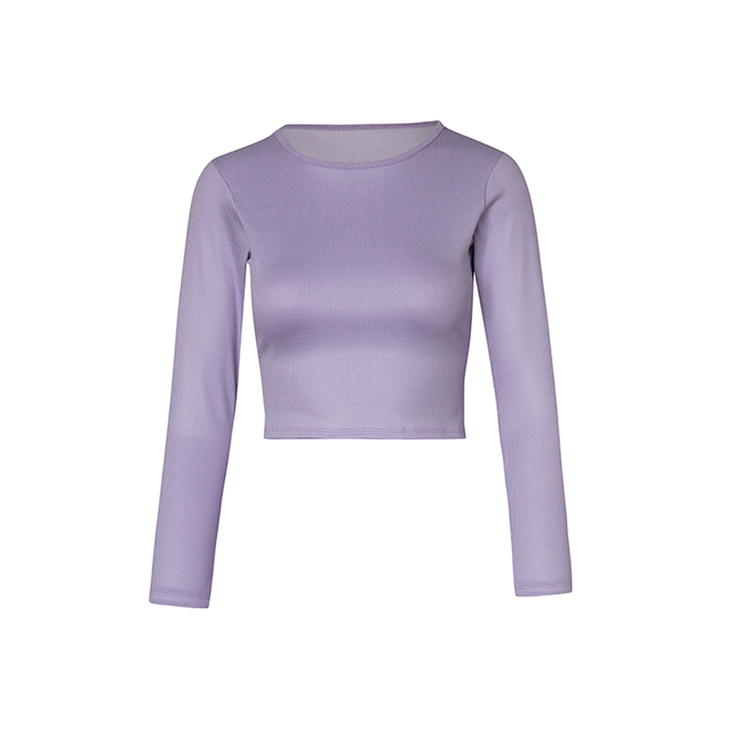 top rib manga larga perfecto para entrenar color lila morado 