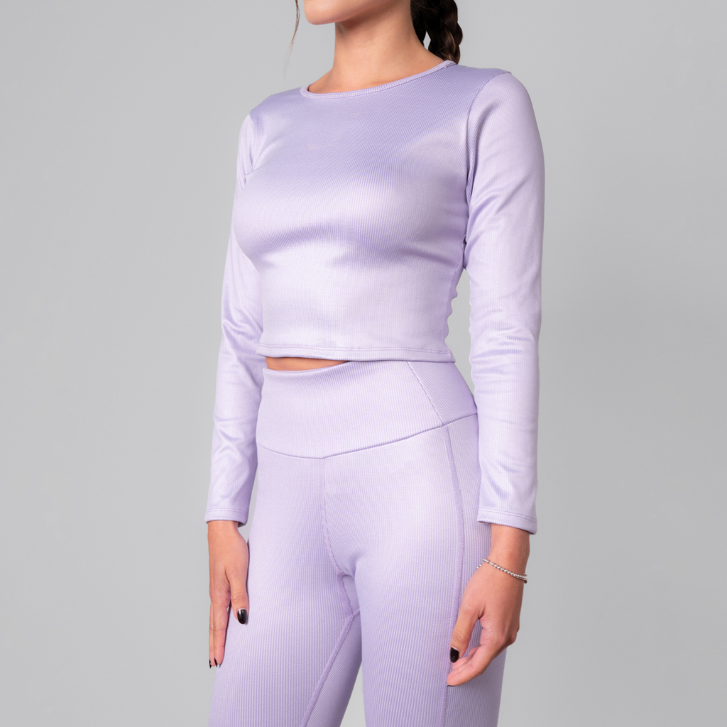 top rib manga larga perfecto para entrenar color lila morado 